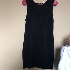 Black faux suede sleeveless dress